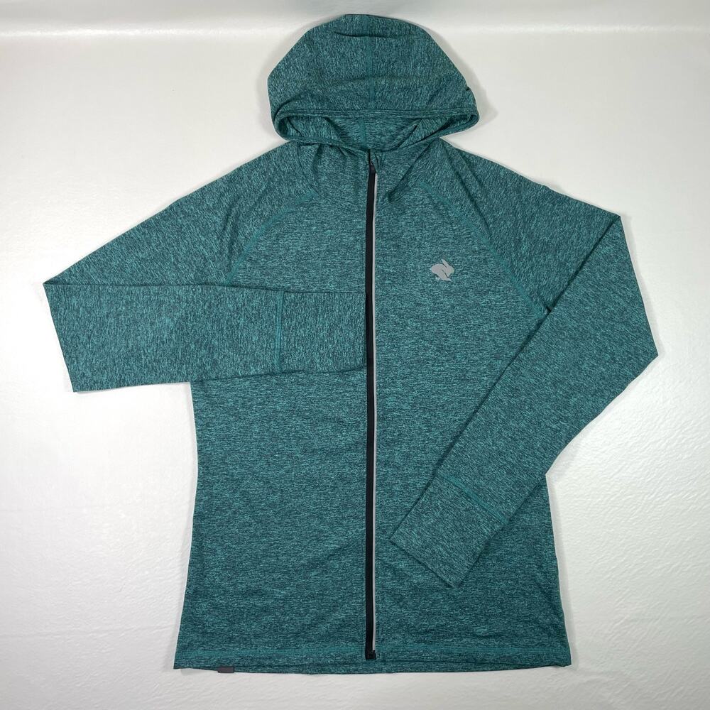 Rabbit EZ Hoodie Womens Large Teal Heathered Full Zip Athletic Running Hoodie